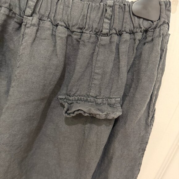 SAGA ITALY GRAY 100% LINEN CROPPED PANTS - Picture 9 of 11
